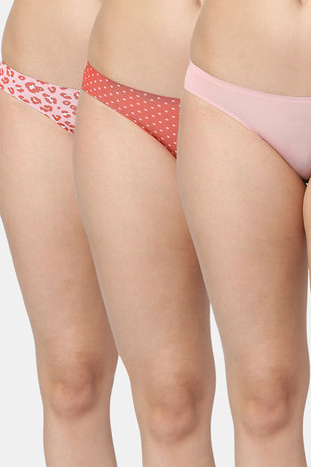 Buy Red Rose Medium Rise 3/4th Coverage Bikini Panty (Pack of 3) - Multicolor